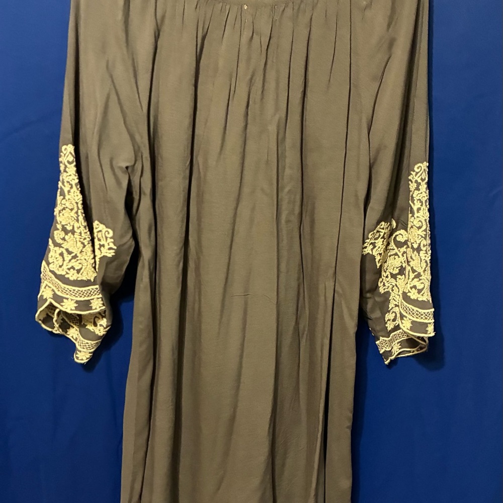 Chic Embroidered Women's Tunic in Brown and Cream - Picture 3 of 3